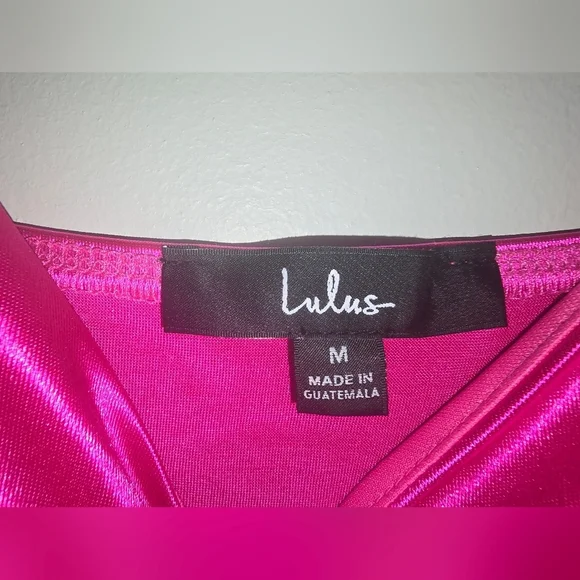 Lulus Magenta Pink Satin Mini Dress,.Size Medium - Picture 11 of 11